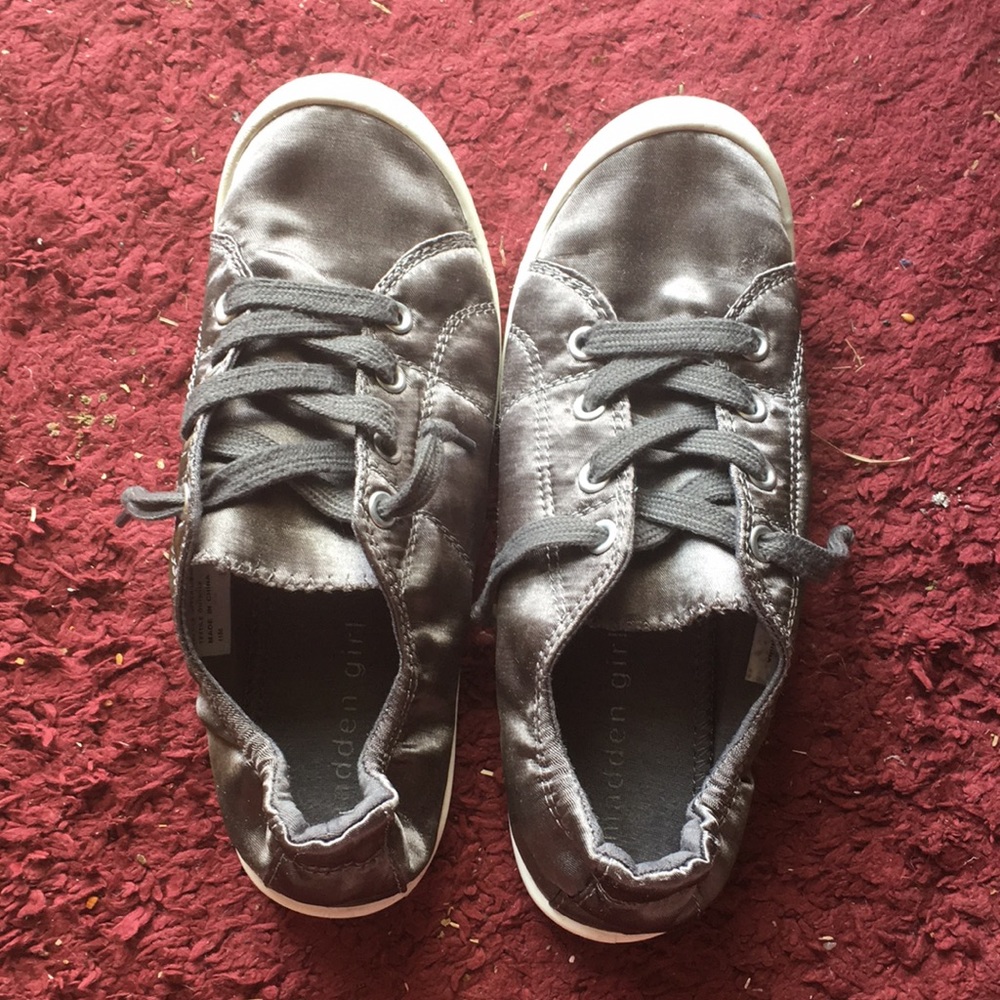 Grey slip on madden girl shoes